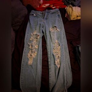 Light wash ripped baggy jeans
